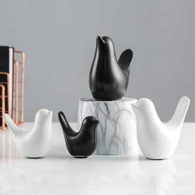 Tillbehör Svart Vit Modern Hemdekoration Keramiska Prydnader Fågel Skulptur Staty Figurer