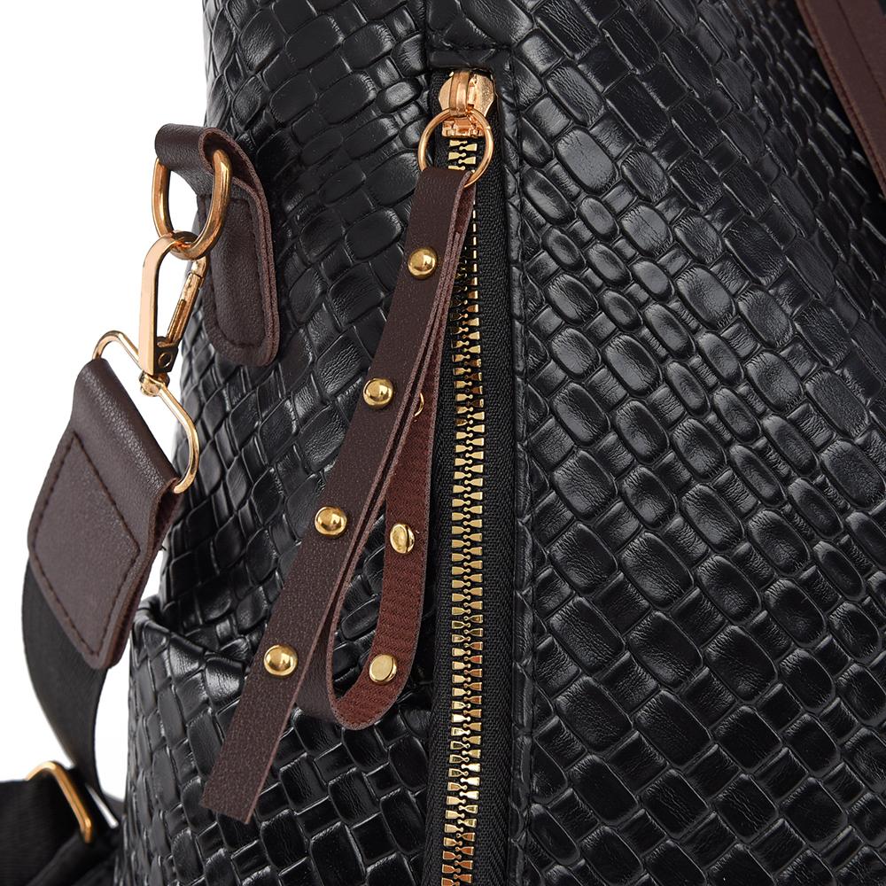 Gewebter Rucksack aus weichem Leder für Damen, großes Fassungsvermögen, Farbkontrast, Mehrzweck-Reiserucksack