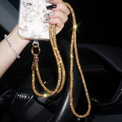 Crystal Rhinestone Phone Lanyard Bling Bright Diamond Anti-lost Rope Strap Hanging Cord Chain Phone Cover Accessories