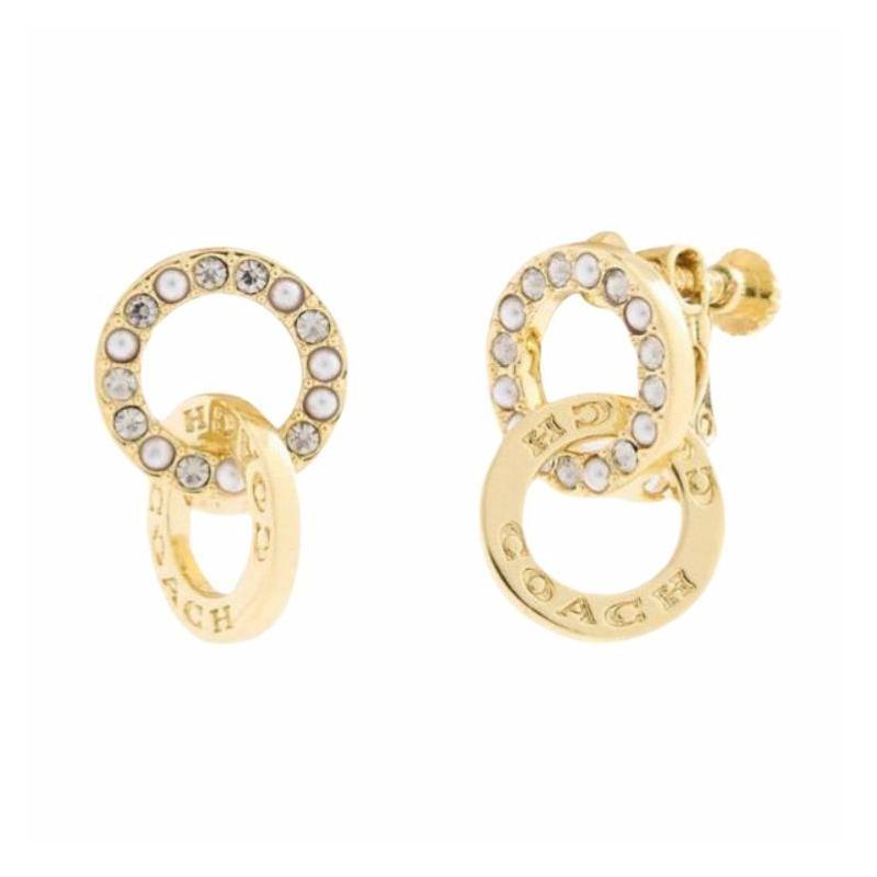 COACH Interlocking Design Brass Plated Earrings Women s Gold