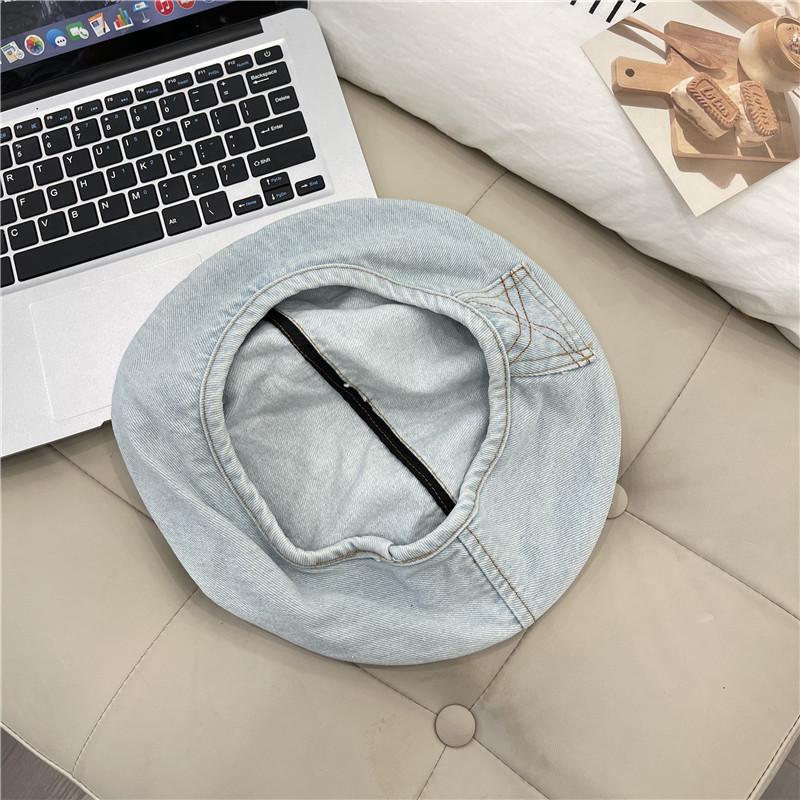 Hat Women's Year New Big Head Circumference Show Face Small Cowboy Beret Women's Summer Round Face Retro Octagonal Hat