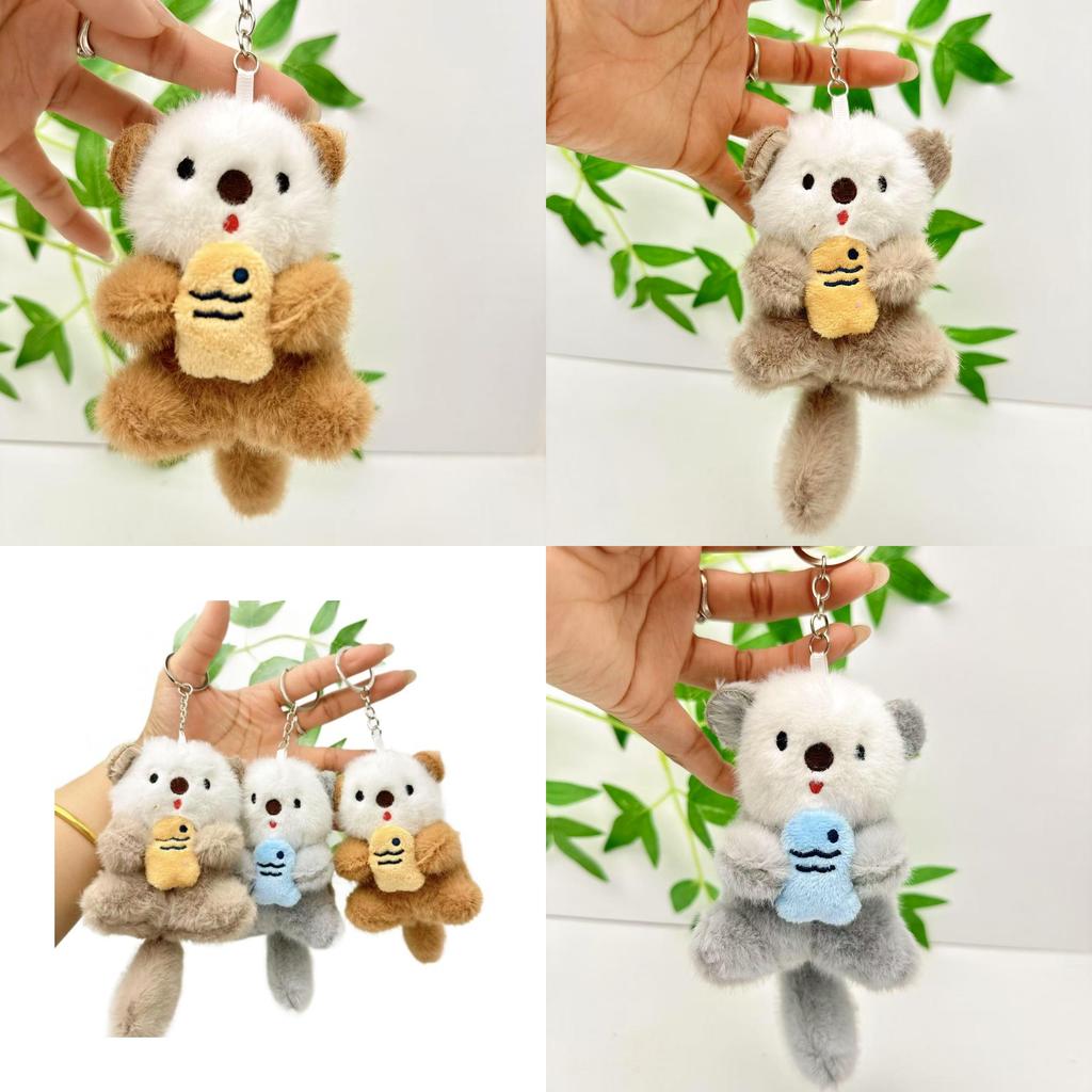 Cute Otter Stuffed Keychain Soft Plush Toy For Car Keys And Bag Accessories