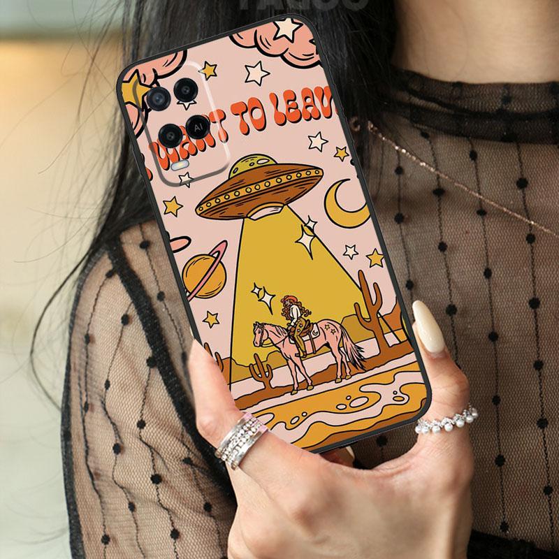 Space Cowgirl Case For Oppo A80 A60 A40 A17 A57 A77 A74 A54 A94 A78 A98 A18 A38 A58 A96 A76 A16 A15 A5 Pro