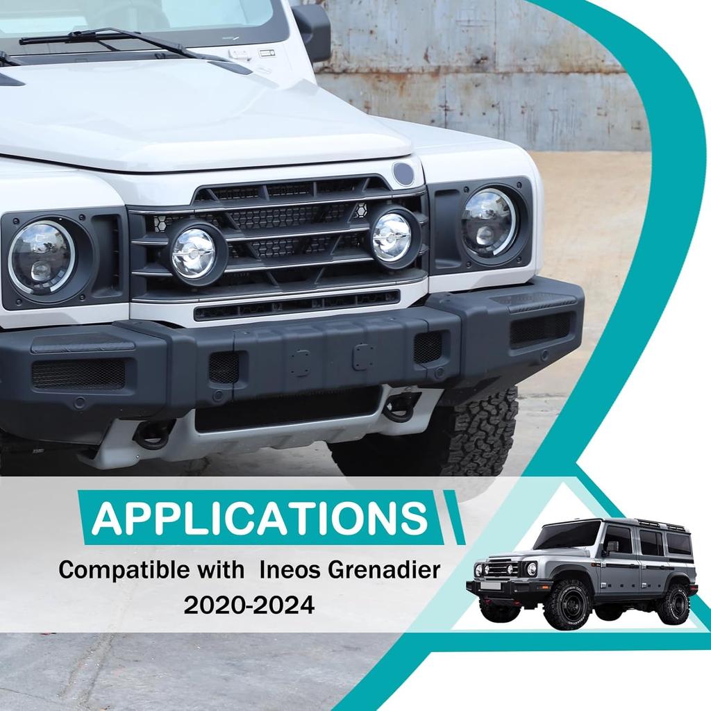 Car Alloy Black Front Bumper Protection Pedal Corner Cover Compatible with Ineos Grenadier 2020-2026 Front Bumper Guards Pads End Caps Cover