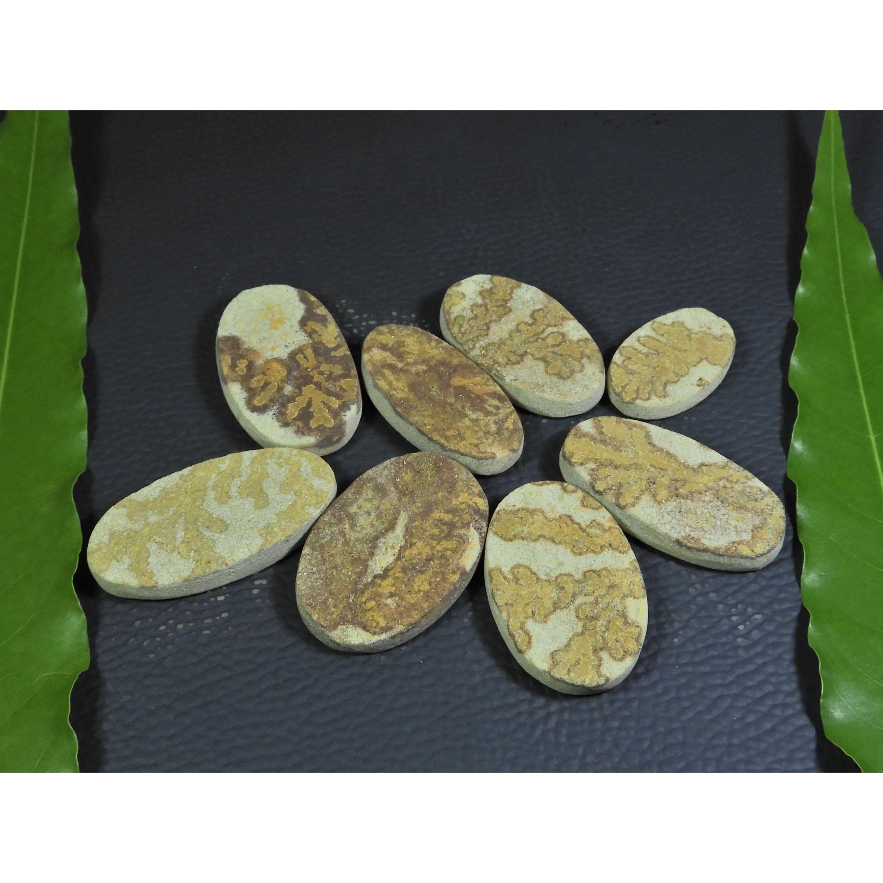 

253Cts. Natural Psilomelane Germane Dendrite Oval Cabochon Gemstone 8Pcs Lot A-557