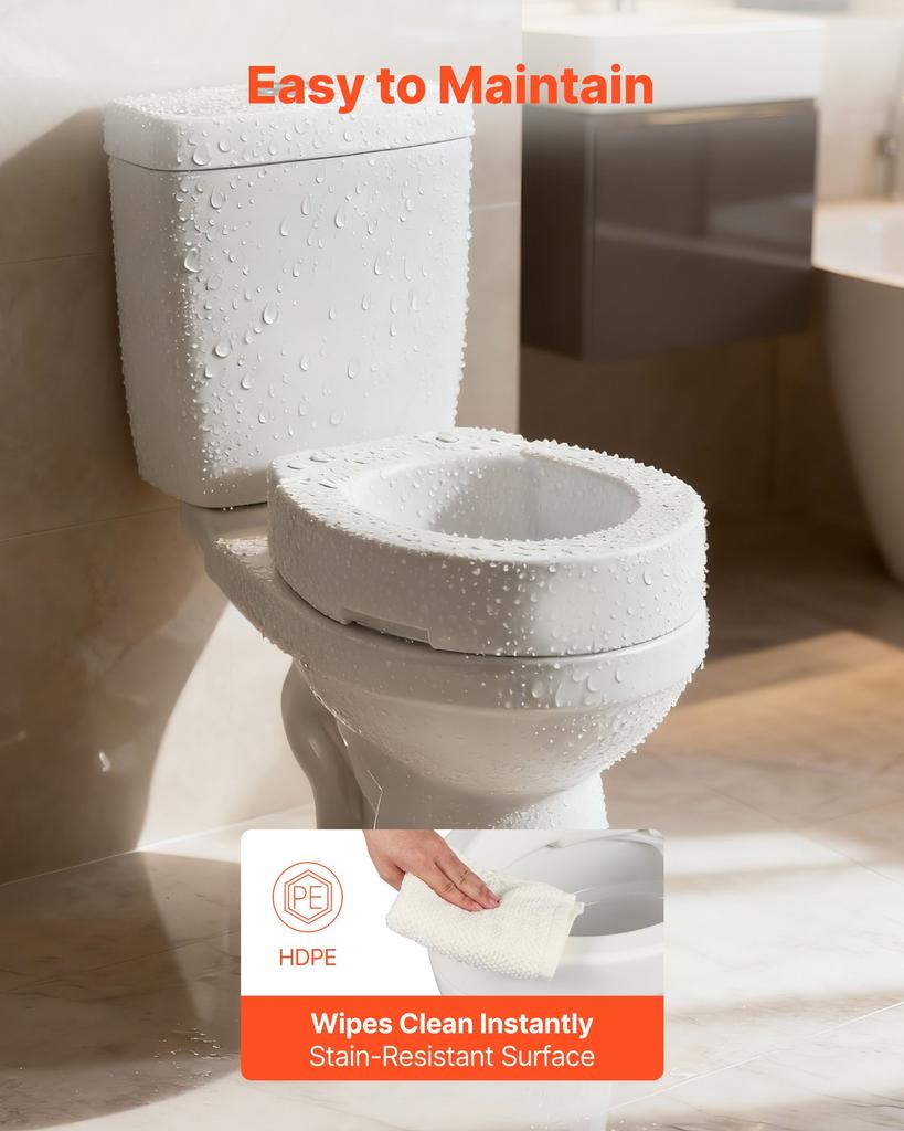 VEVOR Raised Toilet Seat, 136.1 Kg Load Capacity, 88.9 Mm Lift Height, Commode Elevated Toilet Seat Riser with Enlarged Opening for Seniors, Elderly
