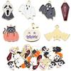 10pcs Halloween Charms Creepy Alloy Enamel Ghost Skull Pumpkin Bat Charms Pendants For DIY Jewelry Making Necklace Accessories