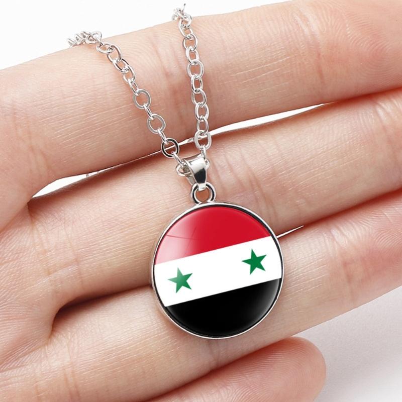 Elegant Syrian Flag Pendant Necklace Symbolizing National Pride and Cultural Identity in Sturdy Materials Casual Wear