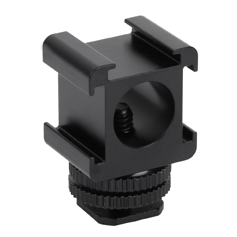 Metal Camera Tri Hot Shoe Mount Adapter for Microphone LED Video Light Monitor