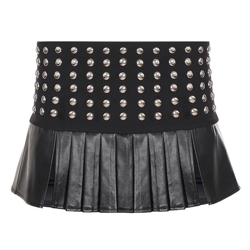 Minigonna Punk Rivettata in Ecopelle da Donna Europea & Americana - Sexy Moda Autunnale
