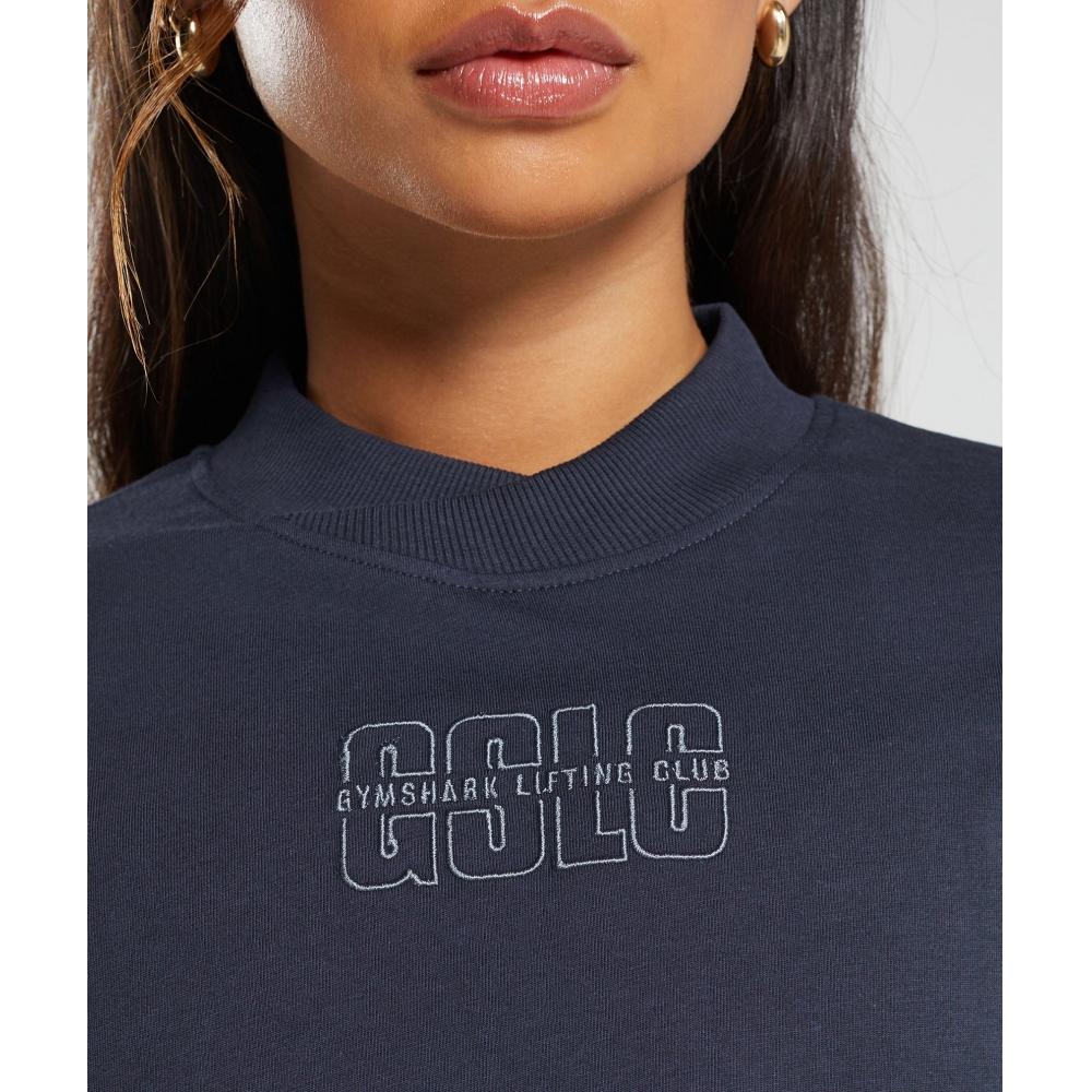 Gymshark Outline Oversized Top Heavy Blue B6a3g Uctn