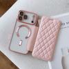 Applicable To iPhone17 Magnetic Mobile Phone Case Rhombus Flip Card Leather Case 17pro Electroplating 17 Anti-drop Protective Case