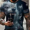 Men's Crew Neck Print Fierce Animal Pattern Oversized Men's Shirt Y2K Style Fashion Breathable Refreshing Short Sleeve