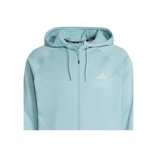 Adidas Logo Hooded Long-Sleeve Jacket for Men, Light Blue
