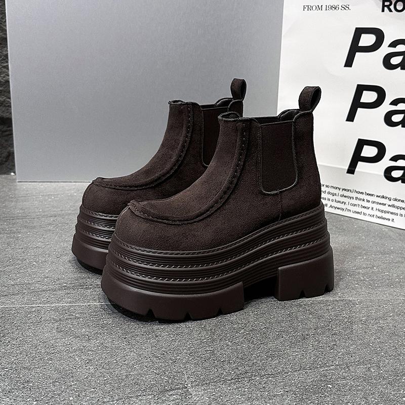 Fashion Ankle Boots for Women New Winter Autumn 10CM Motorcycle Boots Thick Heels Platform Faux Suede Sneakers Short Boots Mujer Botas