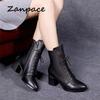 2025 New Leather Women Boots Thicked Velvet PU Women Shoes Women's High-heeled Cotton Keep Warm Winter Boots Zapatos De Mujer