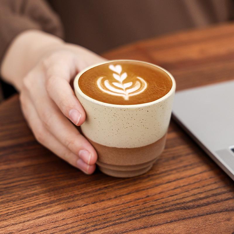 Concentrated Ceramic Coffee Cup American Latte Latte Flower Cup Coarse Pottery Retro Kung Fu Teacup