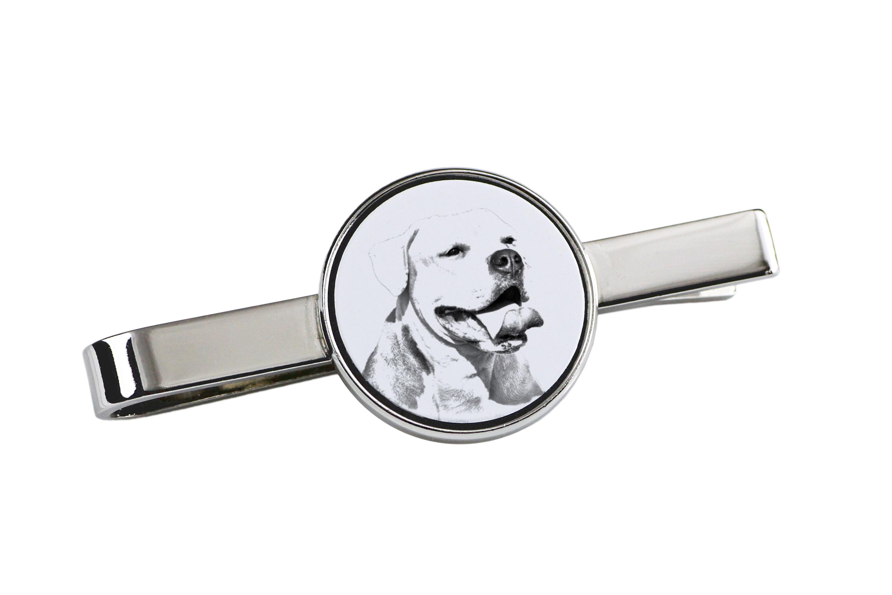 

American Bulldog, Old Country Bulldog - tie clip with a dog, personalized tie clip, a unique gift for a man from the Art-Dog brand срібний