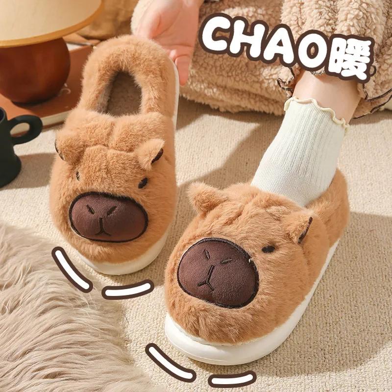Fashion Women Cute Cartoon Slippers Bedroom Soft Sole Non Slip Plush Slippers Female Winter Thick Bottom Indoor Home Warm Cotton Slides