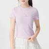 Adidas Striped Comfortable Breathable Short Sleeve T-Shirt Women Tops Purple JE1248