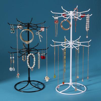 2-Tier Iron Jewelry Display Rack: Necklace Bracelet Hanging Organizer for Hand Chains & Hair Accessories Earrings Storage Stand for Jewelry