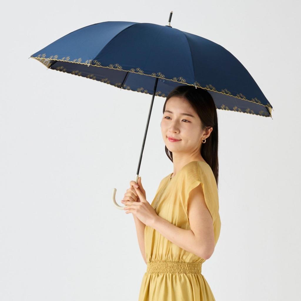 Moonbat Long Sun and Rain Light Heat UV Clover Scallop Blue [Esta] Women's Parasol, Protection, Blocking, Blocking, Protection, Design,