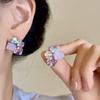 Color sugar cube crystal stud earrings women's light luxury niche design high-end earrings fresh and sweet fashion new earrings