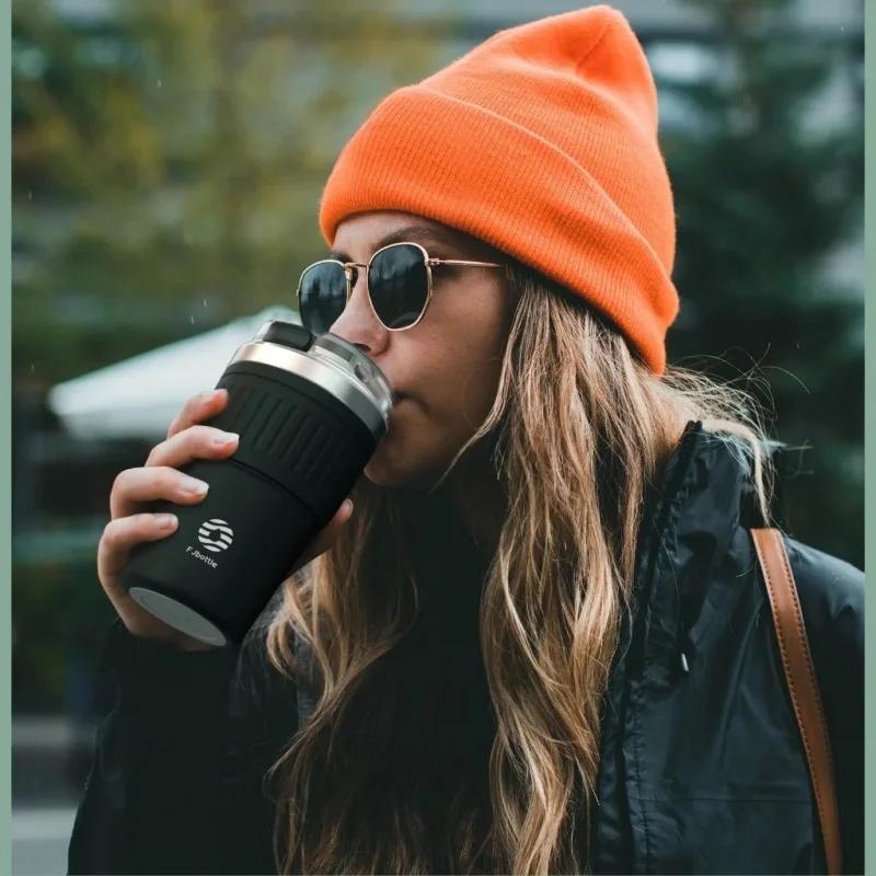 400ml Stainless Steel Coffee Cup Portable Thermos Cup Leak Proof Water Bottle Keep Cold and Hot Travel Outdoor Drinking Utensil