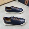 Mens Genuine Leather Slip-On Casual Sneakers Low-Cut Breathable Lightweight Comfortable Everyday Shoes