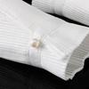 Elegant Detachable Pleated False Collar Pearls Button Shawl and Faux Sleeves Cuffs Set for Parties Costume or Casual