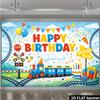 2D Railroad Cake Balloon Backdrop Birthday Shoot Banner