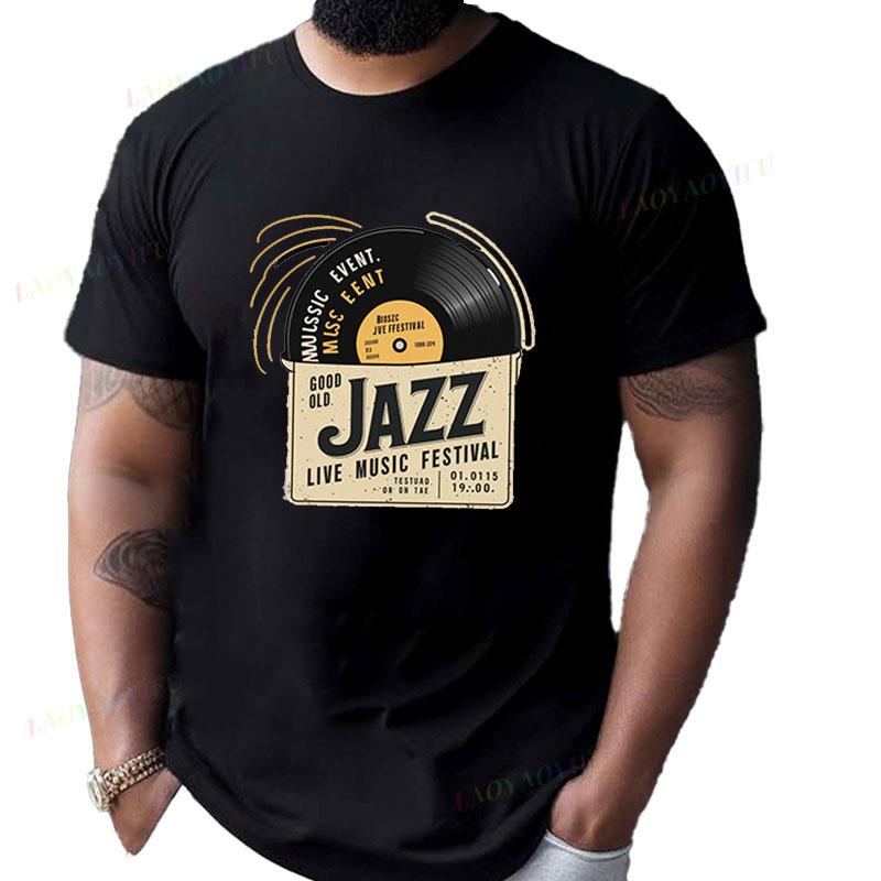 

JAZZ LIVE MUSIC FESTIVAL Print Men s Short Sleeve Versatile T-shirt Comfy & Breathable Summer Casual Clothing Woman Streetwear 5XL різнокольоровий