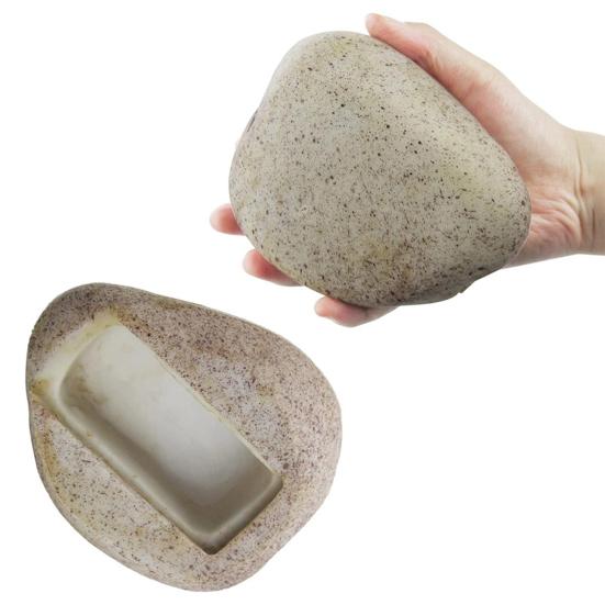 Garden Fake Stone Key Hider Storage Box Outdoor Yard Lawn Simulated Rock Resin Statue Decoration House Spare Key Secret Holder Container
