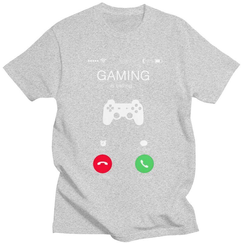 Gaming Is Calling T Shirt Unisex Short Sleeves Pure Cotton Tshirt Leisure Game Lover Tee Tops Fashion Tshirt For Husband Boyfriend