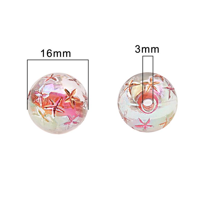 16mm Acryl Bronzing Star Runde Perlen für Schmuckherstellung DIY Ohrring Armband Charm Dekoration
