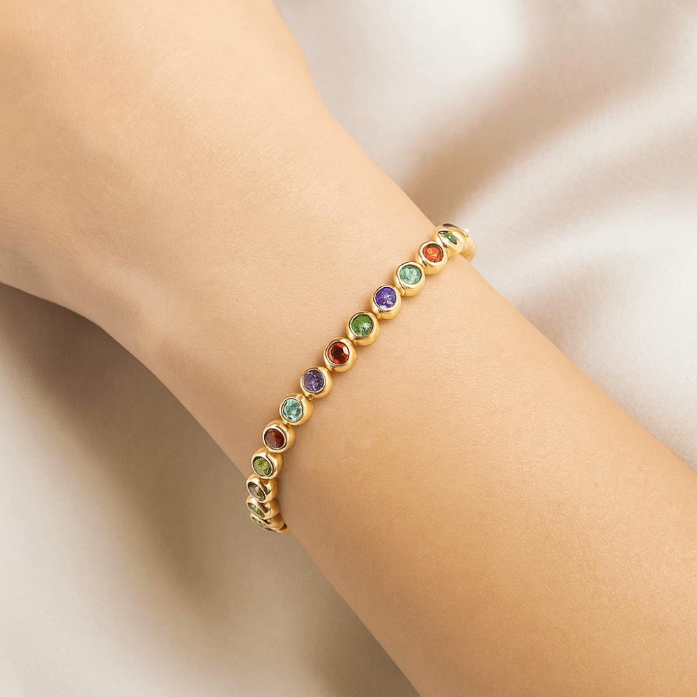 Waterproof Luxury Gold Color  Bangle Handmade Round Shape Cuff Bracelet  Female Lady Girl