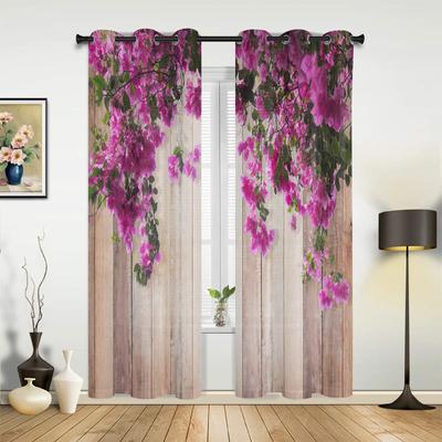 Red Flowers Planks Leaves Plant Curtains for Bedroom Living Room Drapes Kitchen Children's Room Window Curtain Modern Home Decor