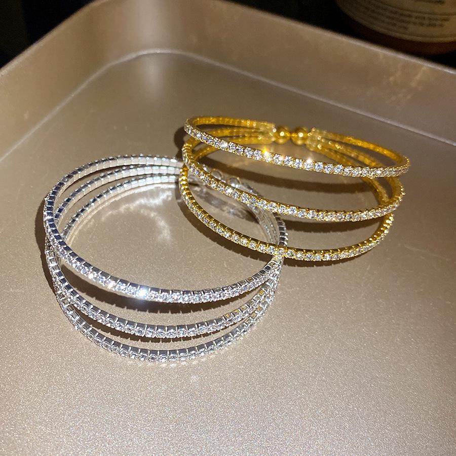 Elegant Multi-Layer Rhinestone Bangle - Luxurious Jewelry for Women