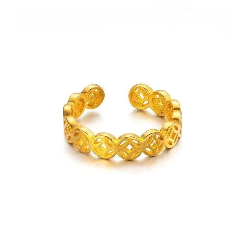 Women's Versatile High-End Open Wish Coin Gold Ring