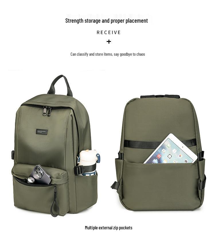 Lightweight Waterproof Nylon Backpack for Students, 14-15 Inch Laptop, Large Capacity, Outdoor Use