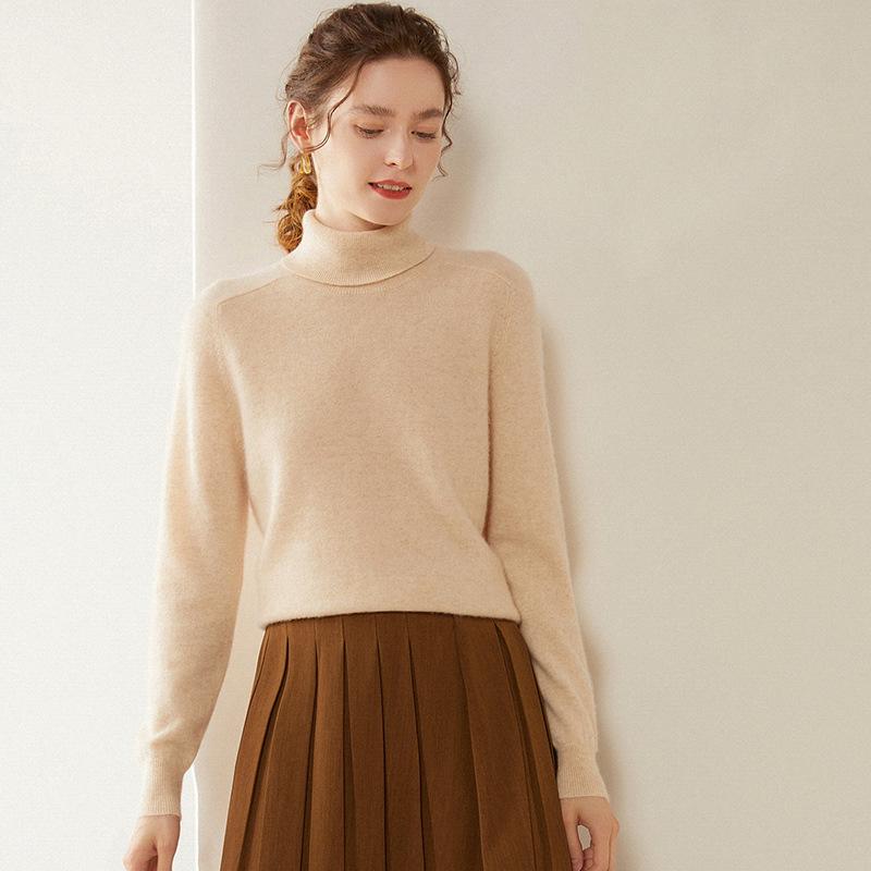 Women's High-Neck Cashmere Sweater - Autumn/Winter Loose Fit Long-Sleeve Pullover