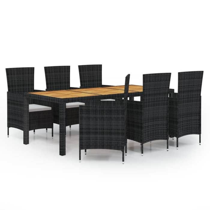 VidaXL Mobilier à Dîner de Jardin 7 pcs avec Coussins Ensemble de Salle à Manger Table et Chaises de Repas de Terrasse Patio 3094837