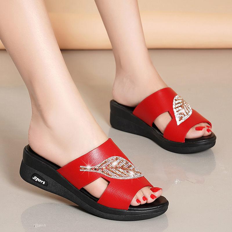 Dicker, ausgehöhlter Absatz, Hausschuhe für Damen im Sommer, verschleißfeste, rutschfeste, vielseitige Sandalen für die Freizeit