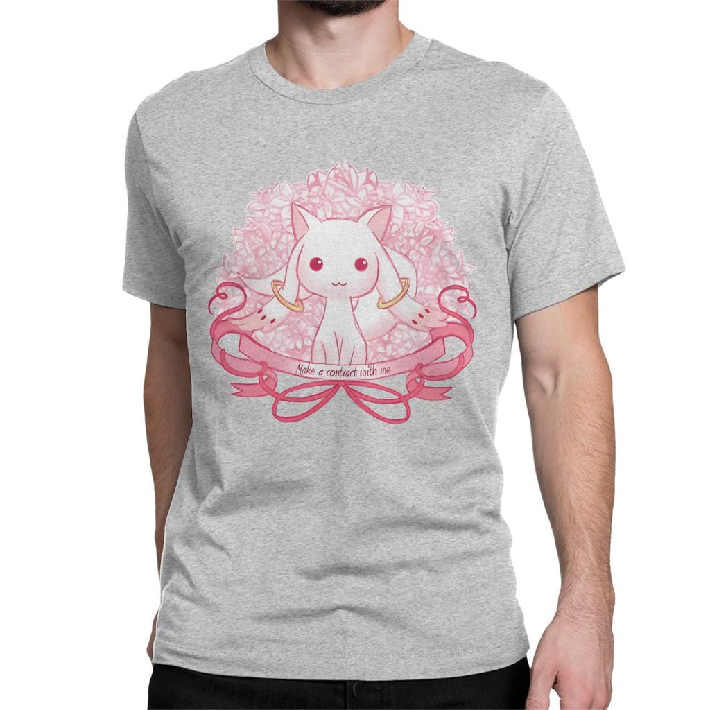 Cute Kyubey Puella Magi Madoka Magica T Shirts Men Women Pure Cotton T-Shirts Anime Tee Shirt Short Sleeve Clothing Printed