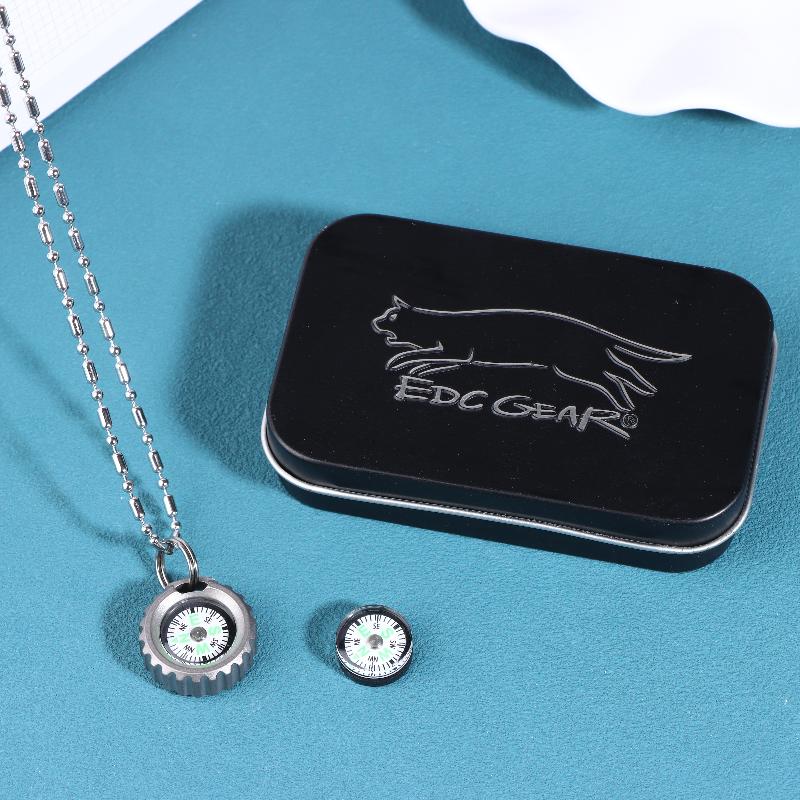 3in1 PEI Compass Pendant Necklace EDC Directional Outdoor Tool Portable for Adventure Gear
