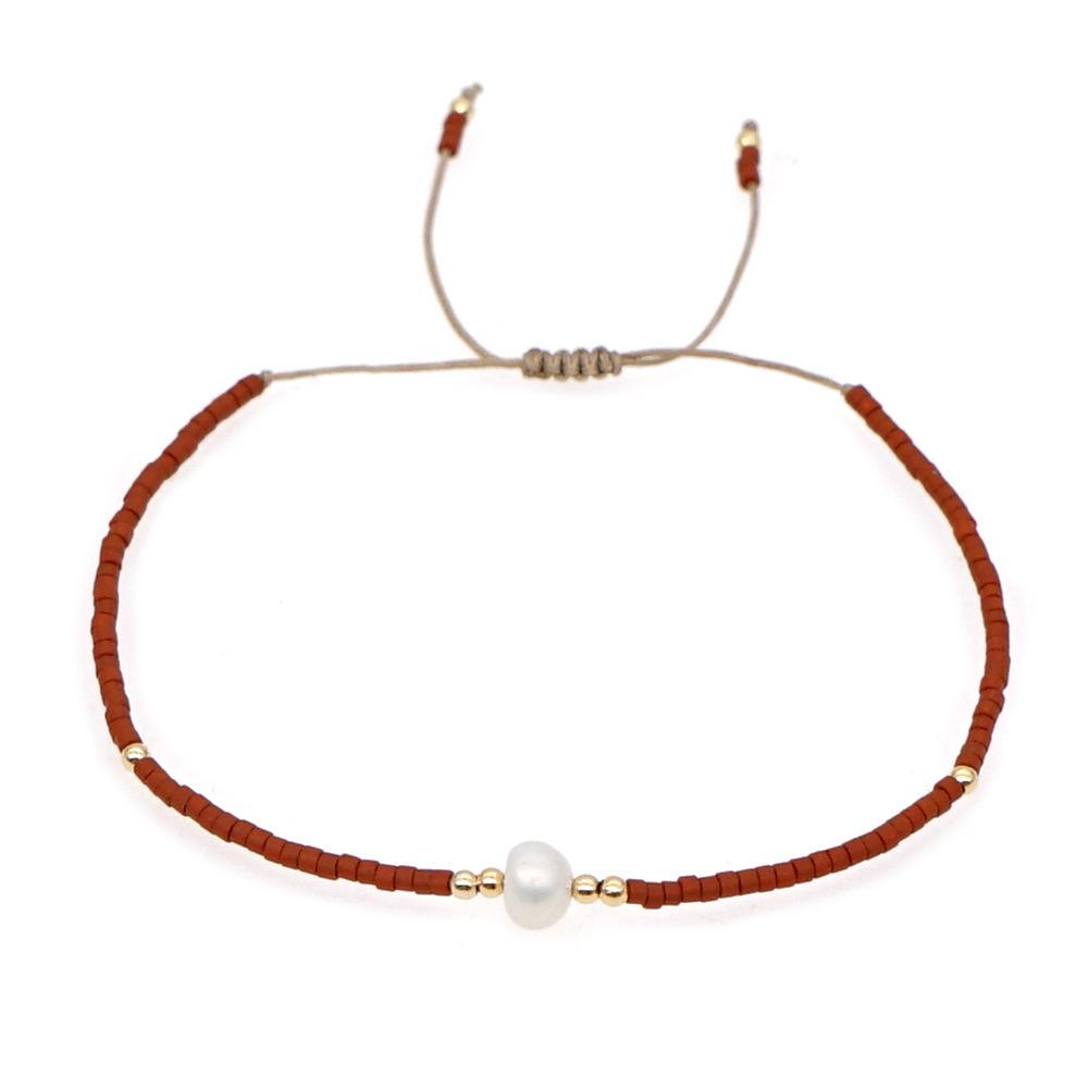 Trendy Deep Blue & Gold Rice Bead Pearl Hand Bracelet: Niche Design Women's Fashion Accessory