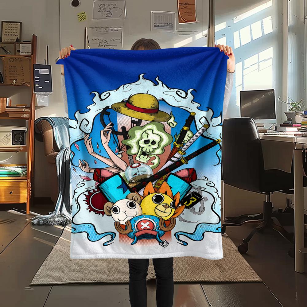 One Piece character Print Flannel Blanket,High quality Comfortable for All Seasons,Home Decor,Warmth and Comfort,Perfect for Christmas Gifts