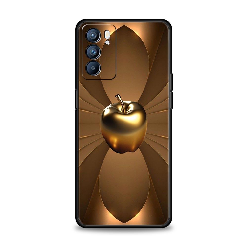 Happy Black Apple Phone Case For Oppo Reno 13 12 11 10 7 F Find X5 X6 A98 A80 A79 A78 A57 A54 A31 A17 Pro 5G Soft TPU Cover Bags