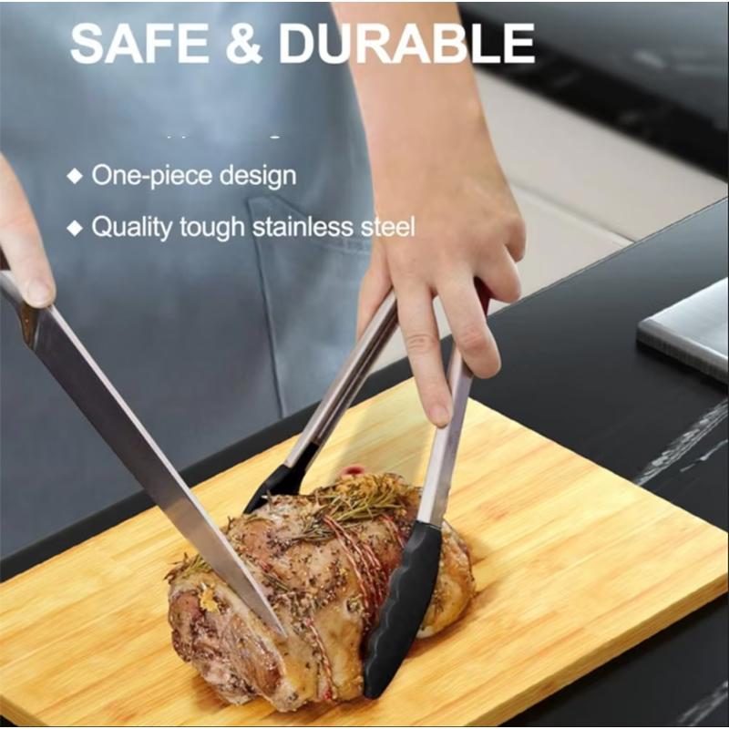 600ºF Heat Resistant Kitchen Tongs, 1Pc Silicone Food Tongs Premium Locking Cooking Tongs with Silicone Tips For Baking Steak