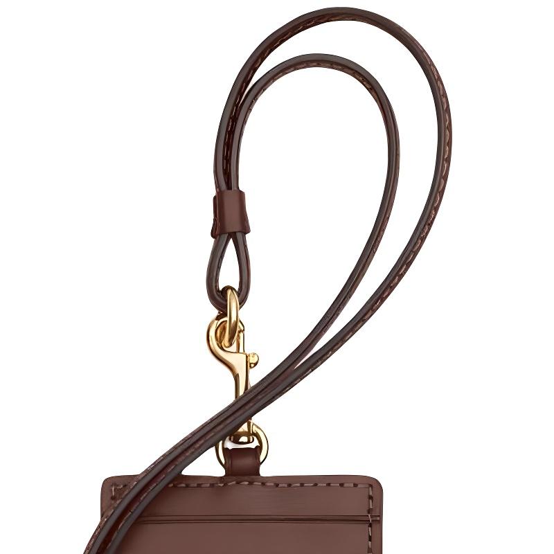 Coach Lanyard 6 klassisches bedrucktes Logo beschichtetes Canvas Kartenhalter regulär Damen Tan und Braun Tan und Braun